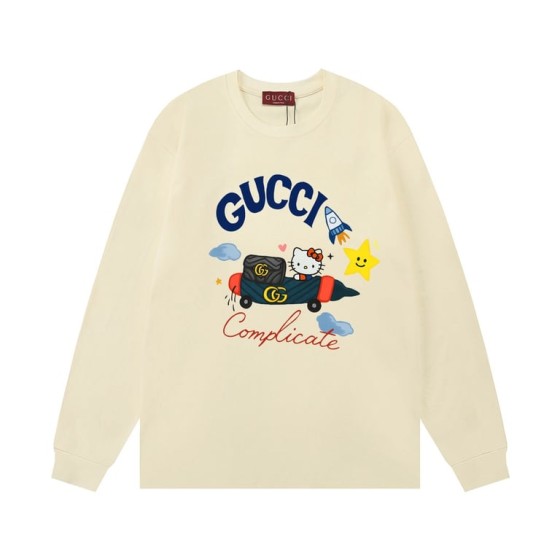 Gucci's accessible luxury collaboration with Hello Kitty limited edition cartoon letter logo long-sleeved T-shirt